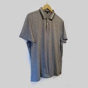 ROBERT BARAKETT - Grey knitted collar polo shirt - M